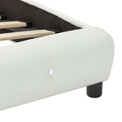vidaXL fehér LED-es műbőr ágykeret 160 x 200 cm