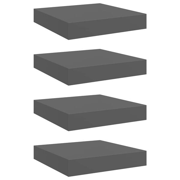 vidaXL 4 db magasf&eacute;nyű sz&uuml;rke MDF lebegő fali polc 23 x 23,5 x 3,8 cm