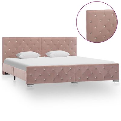 vidaXL rózsaszín bársony ágykeret 180 x 200 cm