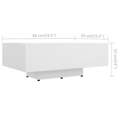 vidaXL fehér forgácslap dohányzóasztal 85 x 55 x 31 cm