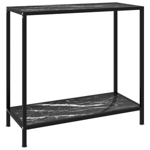vidaXL fekete edzett &uuml;veg t&aacute;lal&oacute;asztal 80 x 35 x 75 cm