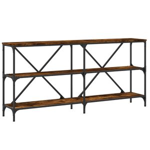 vidaXL f&uuml;st&ouml;s t&ouml;lgy sz&iacute;nű szerelt fa &eacute;s vas t&aacute;lal&oacute;asztal 160x30x75 cm