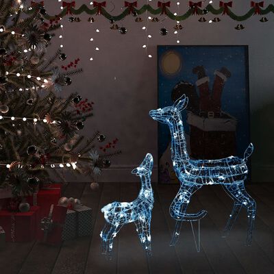 vidaXL 160 LED-es hideg fehér akril karácsonyi rénszarvascsalád