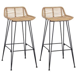 vidaXL B&aacute;rsz&eacute;k 2 db Term&eacute;szetes 44 x 45 x 76 cm Rattan &eacute;s ac&eacute;l