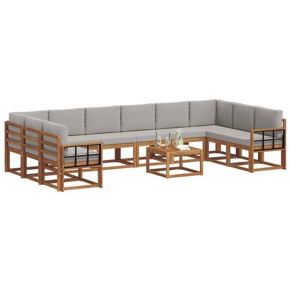 vidaXL K&uuml;lt&eacute;ri kanap&eacute; szett 11 pcs Term&eacute;szetes &eacute;s Vil&aacute;gossz&uuml;rke