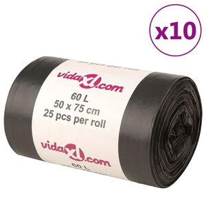 vidaXL szemeteszs&aacute;kok 250 db Fekete 60 L