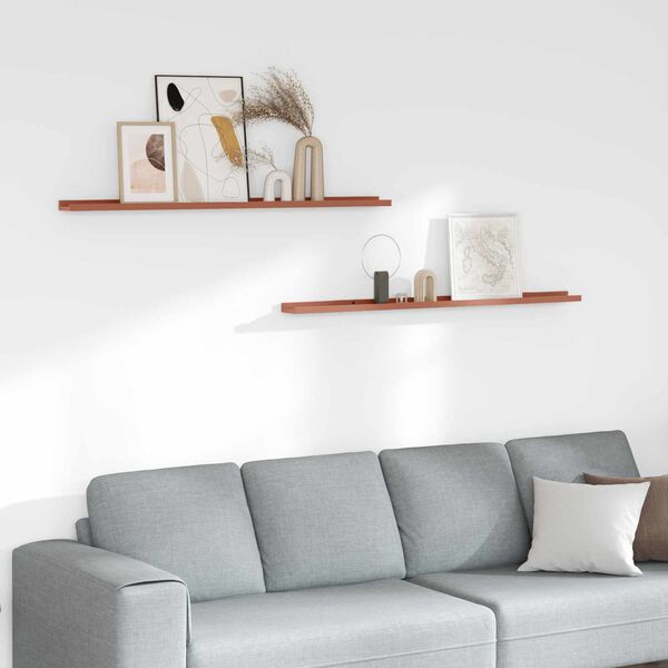 vidaXL Falpolc polcokkal t&aacute;rol&oacute;val 2 pcs Piros 115 x 9 x 3 cm Faanyag