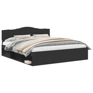 vidaXL &Aacute;gykeret fejt&aacute;ml&aacute;val Fekete 200 x 200 cm T&ouml;m&ouml;r fenyőfa