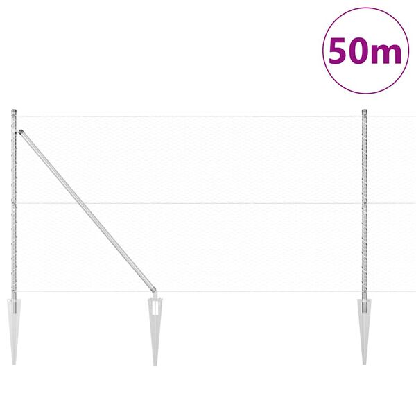 vidaXL Ker&iacute;t&eacute;s oszlopokkal Ez&uuml;st 1.2 x 50 m PVC-bevonatos ac&eacute;l