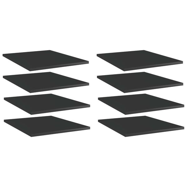 vidaXL 8 db magasfényű fekete szerelt fa könyvespolc 40 x 50 x 1,5 cm