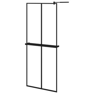 vidaXL fekete ESG &uuml;veg &eacute;s alum&iacute;nium zuhanyfal polccal 80 x 195 cm
