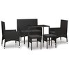 vidaXL 6 r&eacute;szes fekete polyrattan kerti &uuml;lőgarnit&uacute;ra p&aacute;rn&aacute;kkal