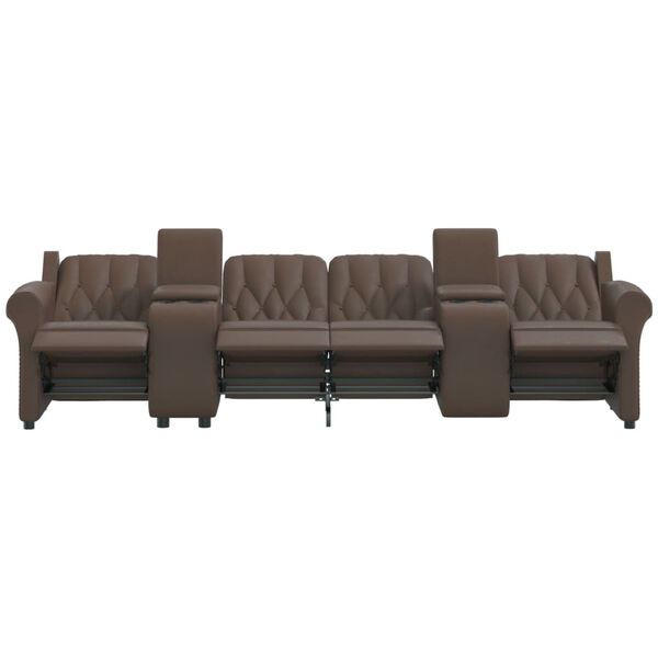 vidaXL 4 személyes fényes barna műbőr masszázsfotel pohártartóval