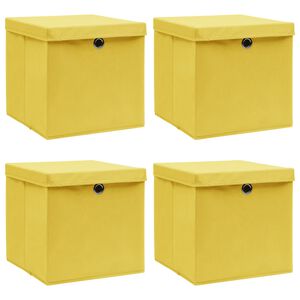 vidaXL 4 db s&aacute;rga sz&ouml;vet t&aacute;rol&oacute;doboz fed&eacute;llel 32 x 32 x 32 cm