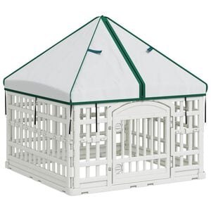 vidaXL 4 paneles kutyaj&aacute;tsz&oacute;ker&iacute;t&eacute;s tetővel Feh&eacute;r 88 x 58 cm Műanyag