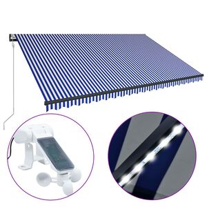 vidaXL k&eacute;k &eacute;s feh&eacute;r sz&eacute;l&eacute;rz&eacute;kelős &eacute;s LED-es napellenző 500 x 300 cm