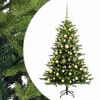 vidaXL Műkar&aacute;csonyfa g&ouml;mbbel 150 cm 150 LED Meleg feh&eacute;r PVC &eacute;s f&eacute;m