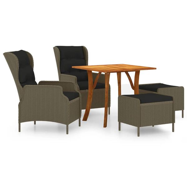 vidaXL 5 r&eacute;szes barna kerti &eacute;tkezőgarnit&uacute;ra