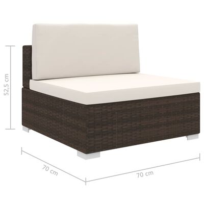 vidaXL 1 db barna polyrattan moduláris középső kanapé párnákkal