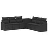 vidaXL Kanap&eacute; Szett 7 pcs Fekete Poli rattan &eacute;s ac&eacute;l