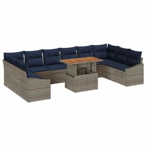 vidaXL Kerti Kanap&eacute; Szett t&aacute;rol&oacute;val 11 pcs Sz&uuml;rke Poli rattan