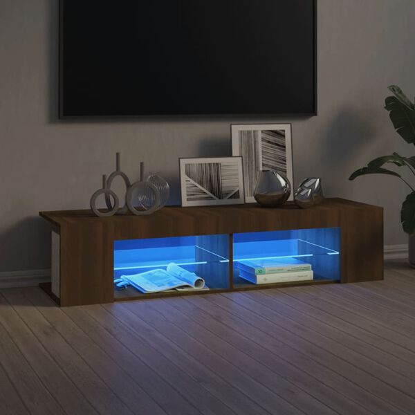 vidaXL barna tölgyszínű TV-szekrény LED-világítással 135 x 39 x 30 cm
