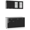 vidaXL 4 r&eacute;szes magasf&eacute;nyű fekete konyhaszekr&eacute;ny-garnit&uacute;ra munkalappal