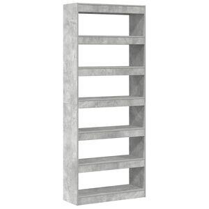 vidaXL K&ouml;nyvespolc 6 szintes 80 x 30 x 198 cm Szerelt Fa Beton Sz&uuml;rke