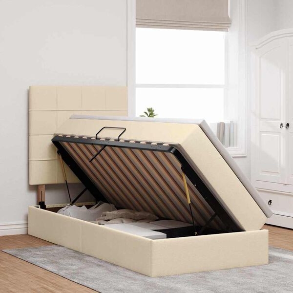 vidaXL &Aacute;gy t&aacute;rol&oacute;val &eacute;s matraccal Kr&eacute;m 100 x 200 cm Poli&eacute;szter