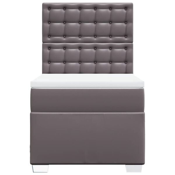 vidaXL szürke műbőr rugós ágy matraccal 90 x 200 cm