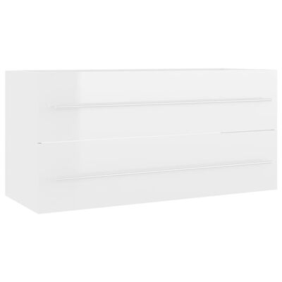vidaXL magasfényű fehér forgácslap mosdószekrény 100 x 38,5 x 48 cm