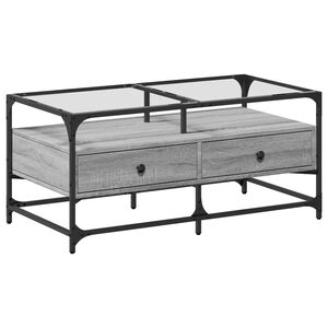 vidaXL sz&uuml;rke sonoma ac&eacute;l doh&aacute;nyz&oacute;asztal &uuml;veglappal 98,5x50x45 cm