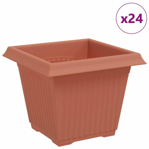 vidaXL N&eacute;gyzet Vir&aacute;gcser&eacute;p 24 pcs T&eacute;gla V&ouml;r&ouml;s 20 x 20 x 16 cm Műanyag