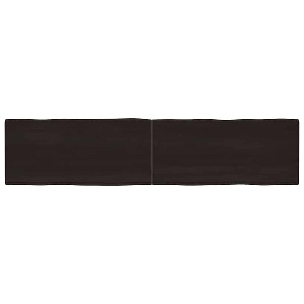 vidaXL s&ouml;t&eacute;tbarna kezelt t&ouml;m&ouml;r asztallap 220x50x(2-4) cm