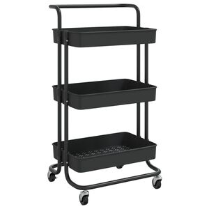 vidaXL fekete 3 szintes konyhai kocsi 42x35x85 cm Vas &eacute;s ABS