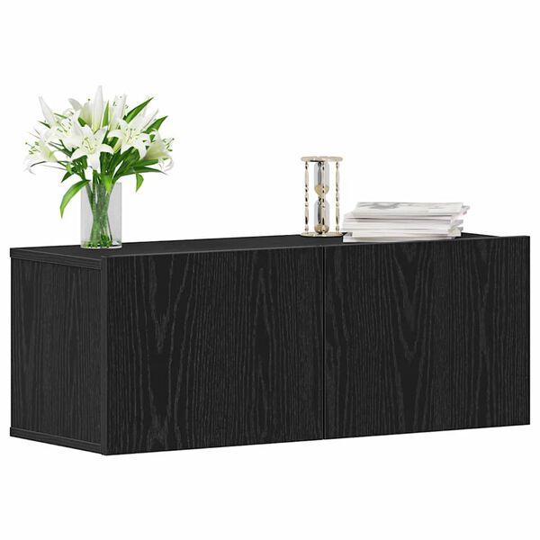 vidaXL TV szekr&eacute;ny 2 pcs Fekete t&ouml;lgy 80 x 30 x 30 cm Faanyag