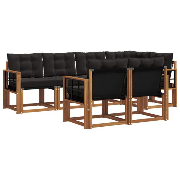 vidaXL K&uuml;lt&eacute;ri kanap&eacute; szett p&aacute;rn&aacute;val 7 pcs Term&eacute;szetes &eacute;s fekete