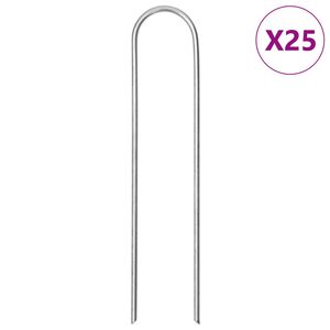 vidaXL 25 db U-alak&uacute; horganyzott ac&eacute;l talajc&ouml;vek 15 x 3,5 cm