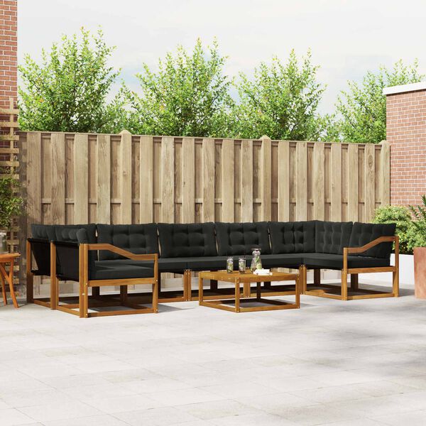 vidaXL K&uuml;lt&eacute;ri kanap&eacute; szett p&aacute;rn&aacute;val 8 pcs Term&eacute;szetes &eacute;s fekete