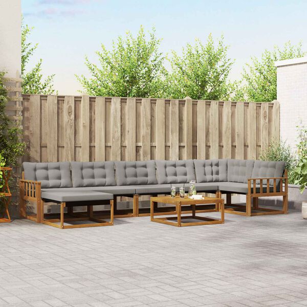 vidaXL K&uuml;lt&eacute;ri kanap&eacute; szett 8 pcs Term&eacute;szetes &eacute;s Vil&aacute;gossz&uuml;rke