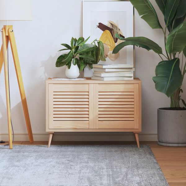 vidaXL 2 db tömör fenyőfa lamellás szekrényajtó 39,5 x 39,4 cm