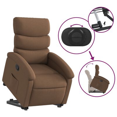 vidaXL barna szövet felállást segítő dönthető fotel