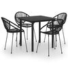 vidaXL 5 r&eacute;szes fekete PVC rattan k&uuml;lt&eacute;ri &eacute;tkezőgarnit&uacute;ra