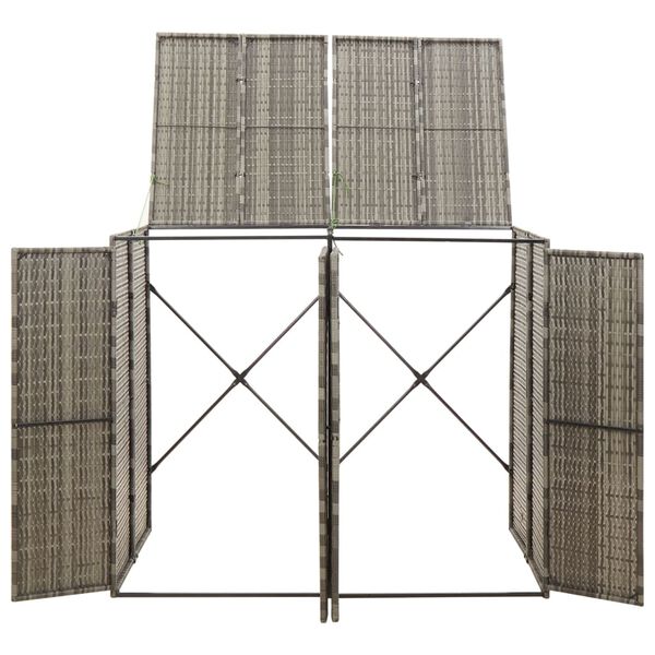 vidaXL sz&uuml;rke polyrattan dupla kerekeskuka t&aacute;rol&oacute;f&eacute;szer 140x80x117 cm