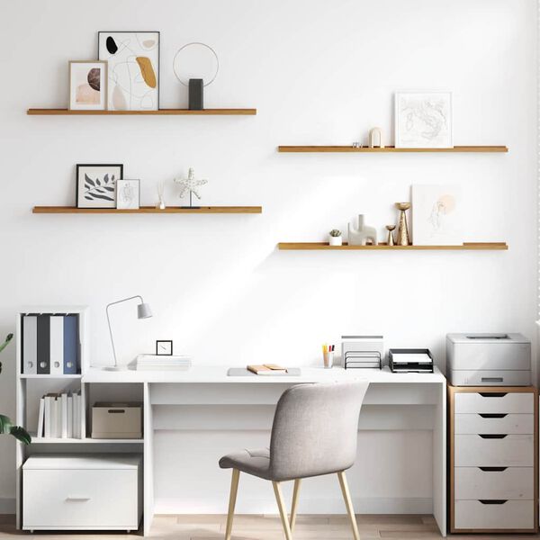 vidaXL Falpolc polcokkal t&aacute;rol&oacute;val 4 pcs B&eacute;zs 115 x 9 x 3 cm Faanyag