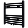 Fekete f&uuml;rdőszobai &iacute;ves t&ouml;r&ouml;lk&ouml;zőtart&oacute; k&ouml;zponti fűt&eacute;ssel 480x480 mm