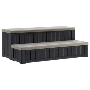 vidaXL Hot Tub l&eacute;pcső t&aacute;rol&oacute;val 2 l&eacute;p&eacute;sben Barna &eacute;s Sz&uuml;rke PP