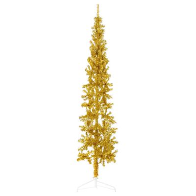 vidaXL arany vékony fél műkarácsonyfa állvánnyal 210 cm