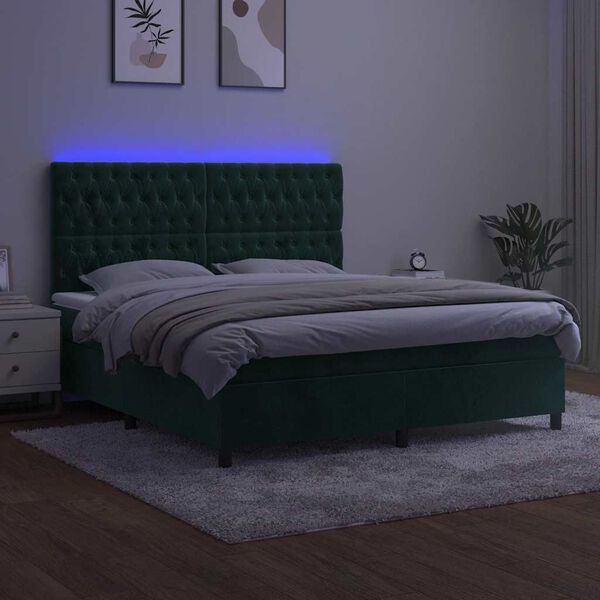 vidaXL s&ouml;t&eacute;tz&ouml;ld b&aacute;rsony rug&oacute;s &eacute;s LED-es &aacute;gy matraccal 180x200 cm