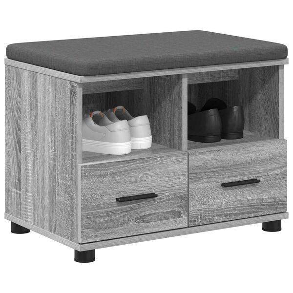 vidaXL Előt&eacute;r pad p&aacute;rn&aacute;val fi&oacute;kkal Sz&uuml;rke Sonoma 60 x 38 x 46 cm